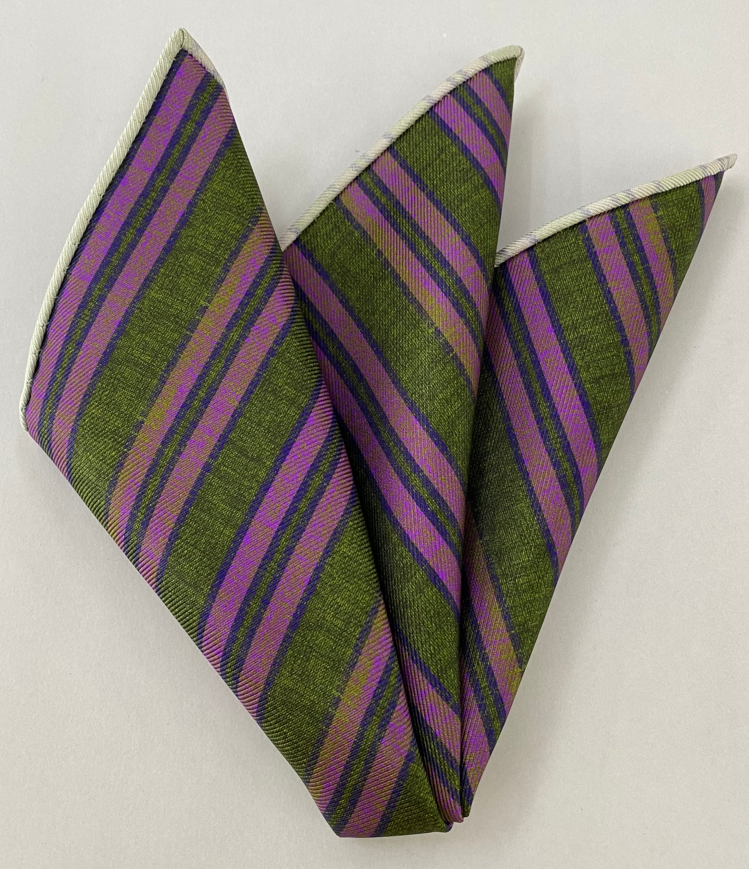 Modern Madder Print Stripe Silk Pocket Square MMSP-7