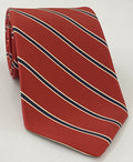 Navy & Off White on Maroon Modern Madder Print Stripe Silk Tie MMST-15