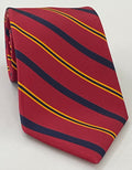 Maroon & Yellow on Navy Modern Madder Print Stripe Silk Tie MMST-18