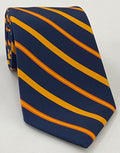 Yellow & Orange on Navy Modern Madder Print Stripe Silk Tie MMST-19