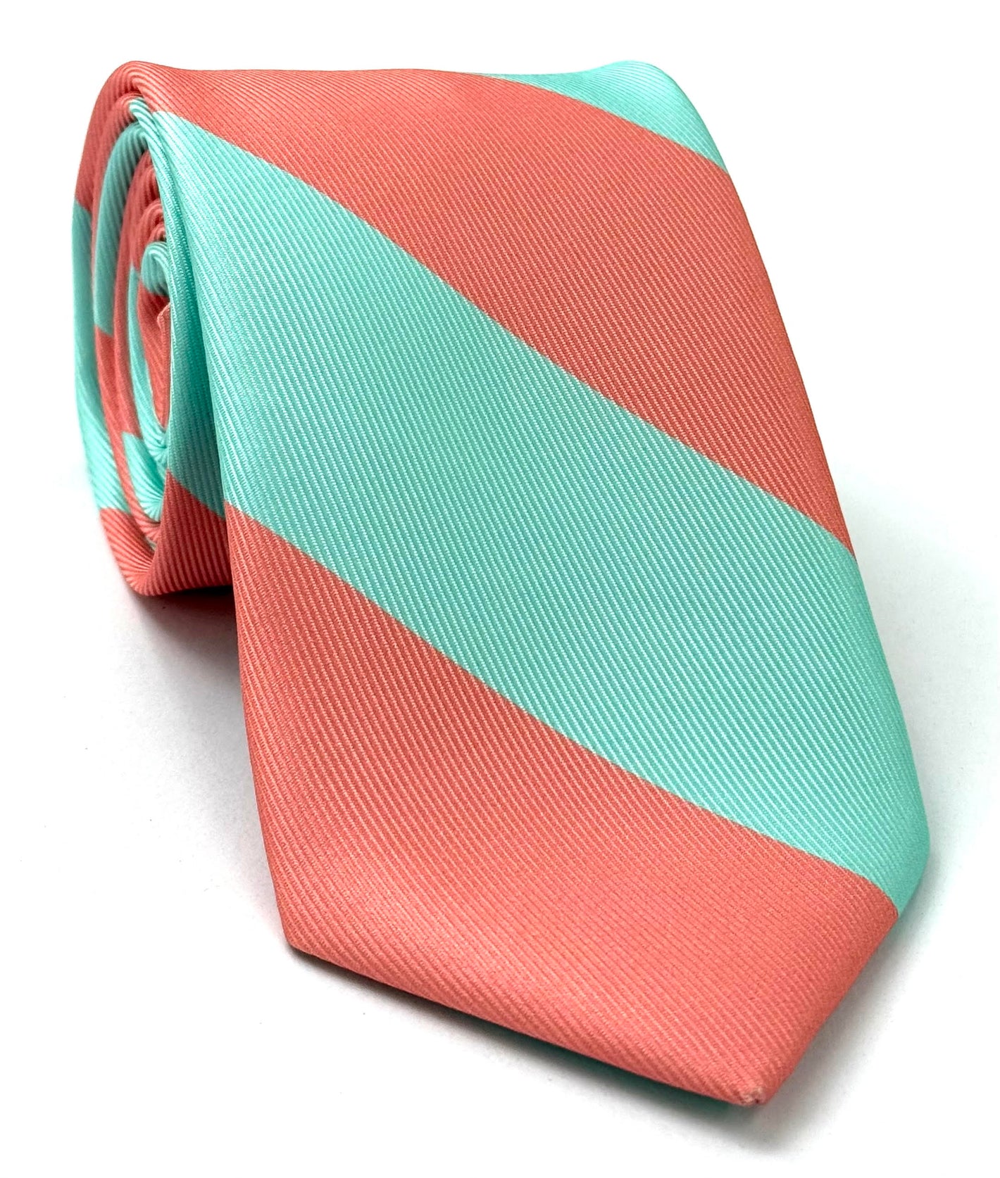 Soft Pink on Medium Turquoise Modern Madder Printed Silk Tie MMST-22
