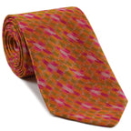 {[en]:Fuchsia / Orange / Yellow Gold & White Mudmee Silk Tie