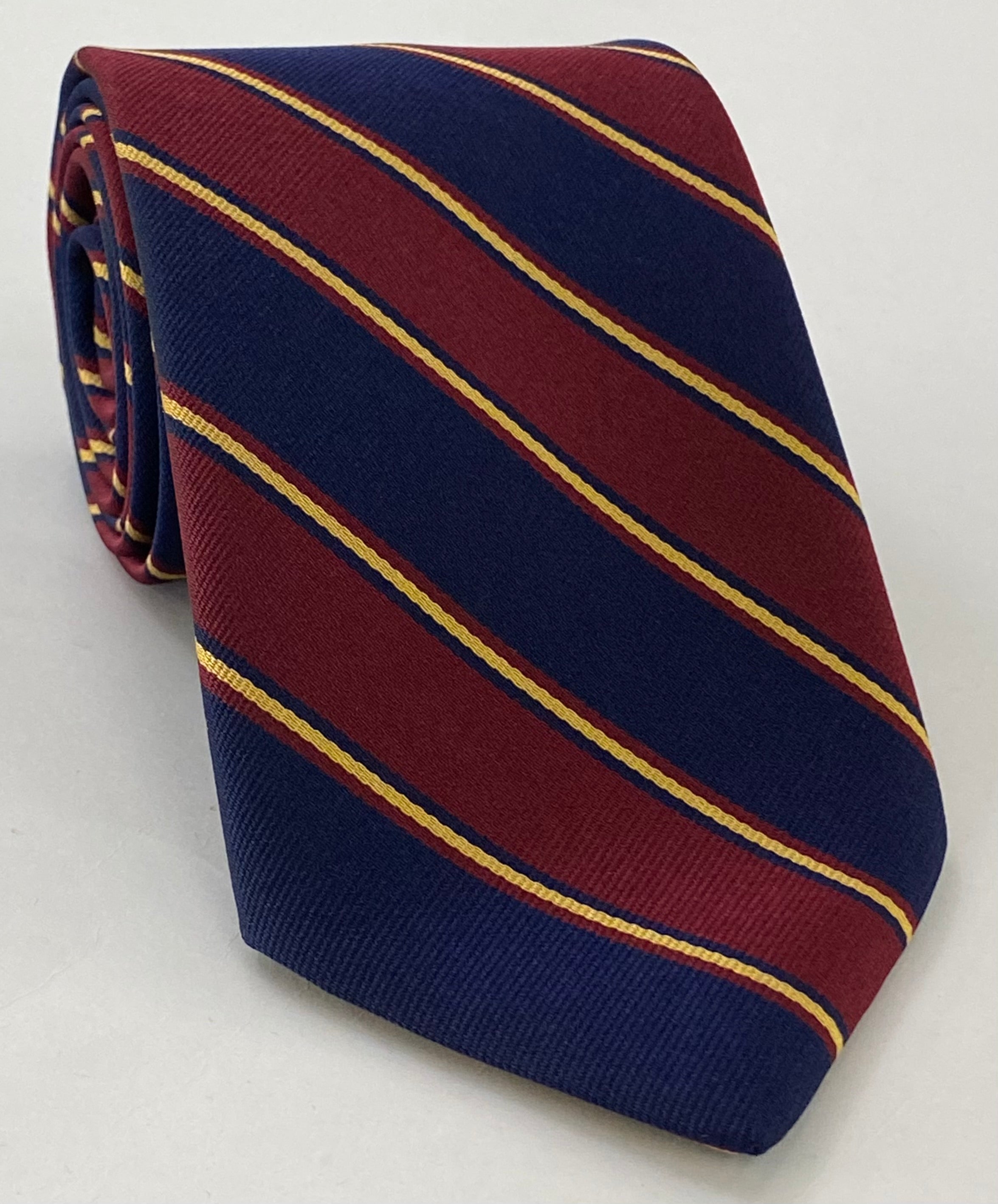 Albanians - Old Boys Silk Tie OBT-1 Yellow Gold on Midnight Blue & Burgundy