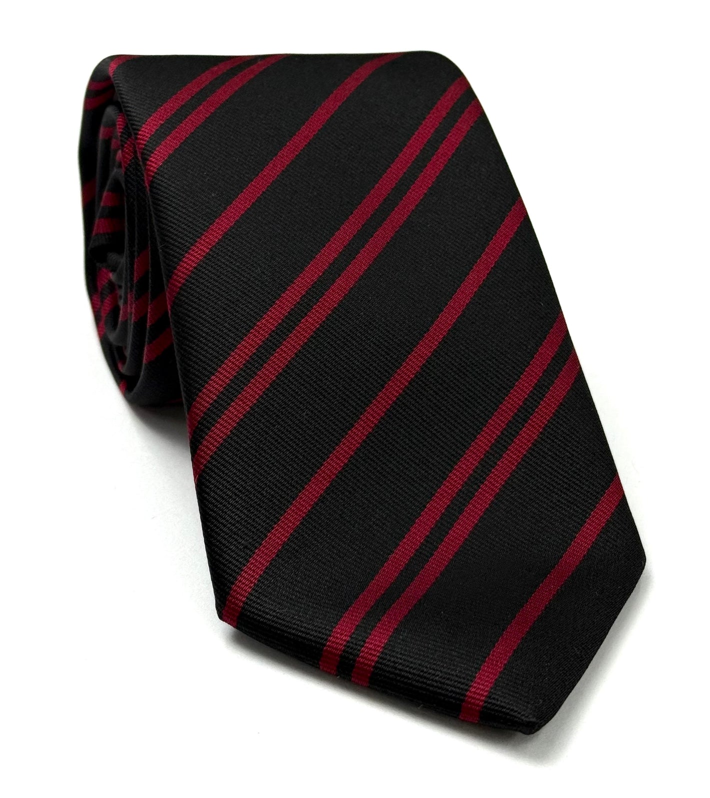 Giggleswick - 올드 보이 실크 타이 OBT-15 - 다크 레드 온 블랙