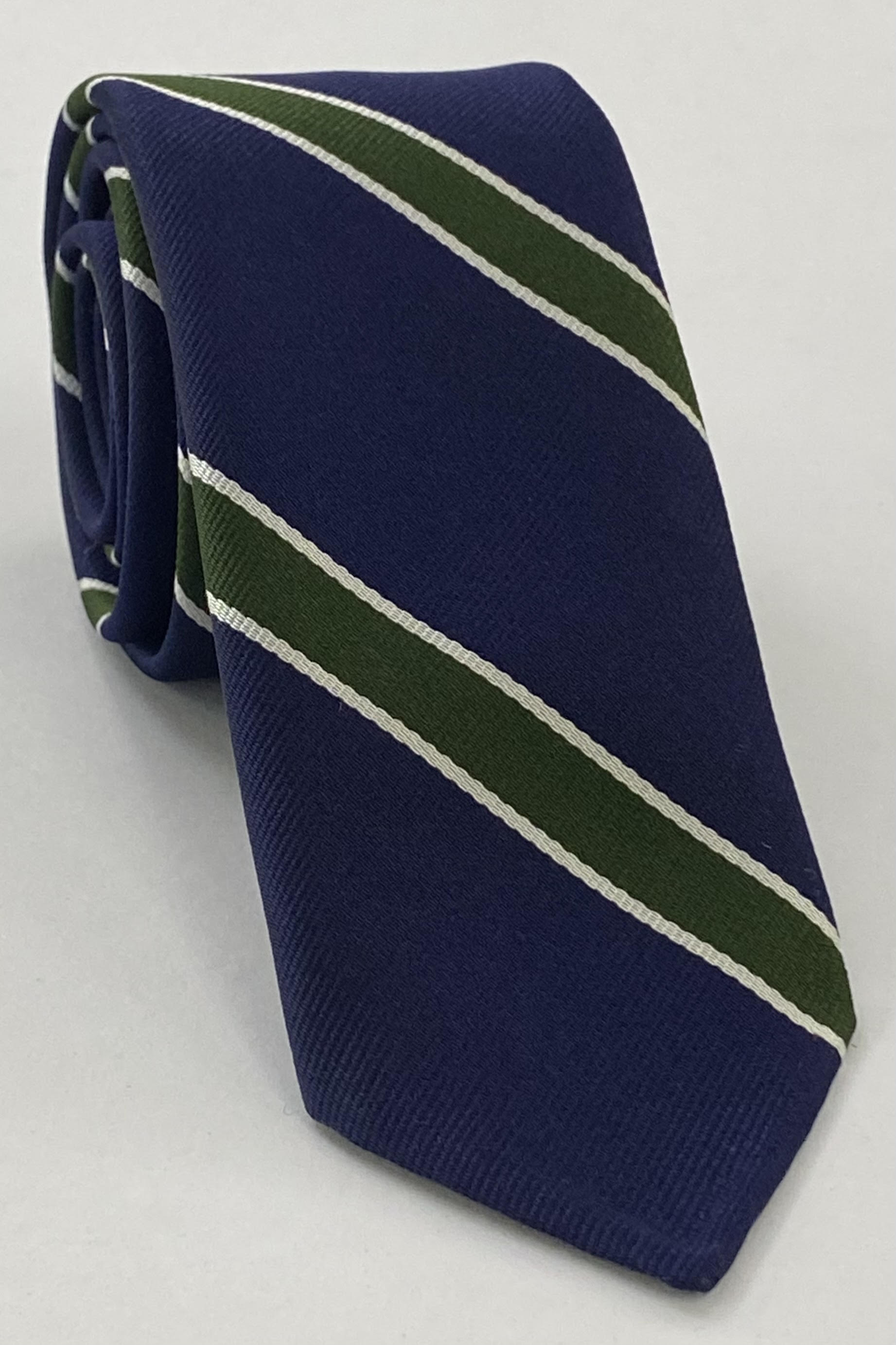 Harrow Golf - Old Boys Silk Tie OBT-16 - Forest Green & White on Midnight Blue