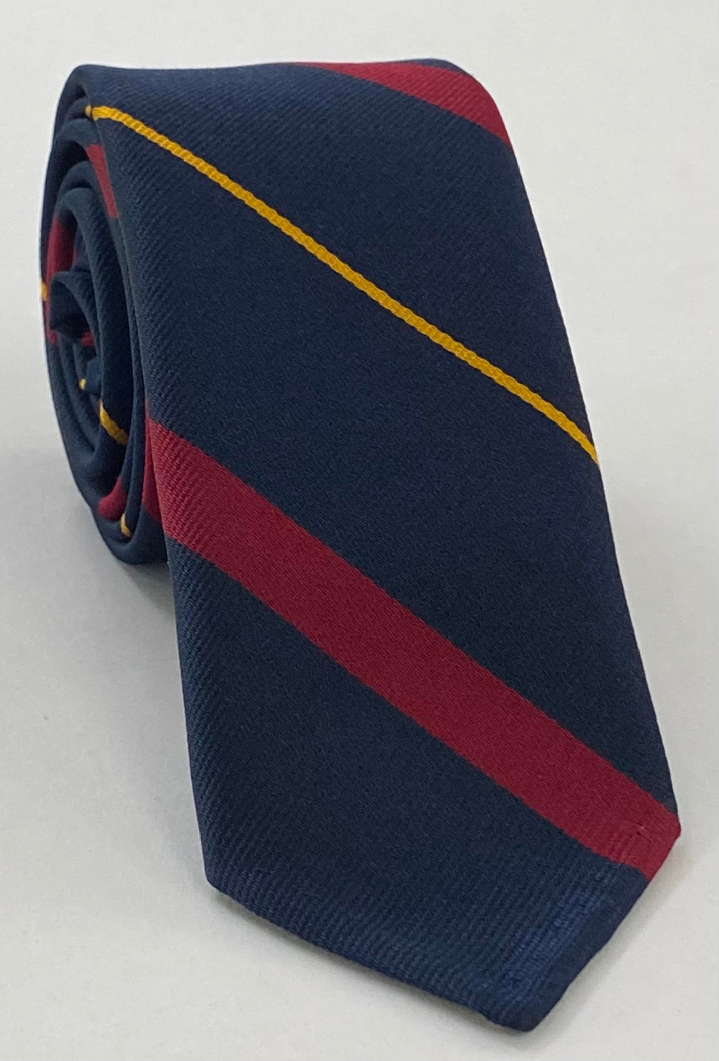 Shirburnian - Sherborne School - Old Boys Silk Tie OBT-23 - Dark Red & Mandarin on Midnight Blue