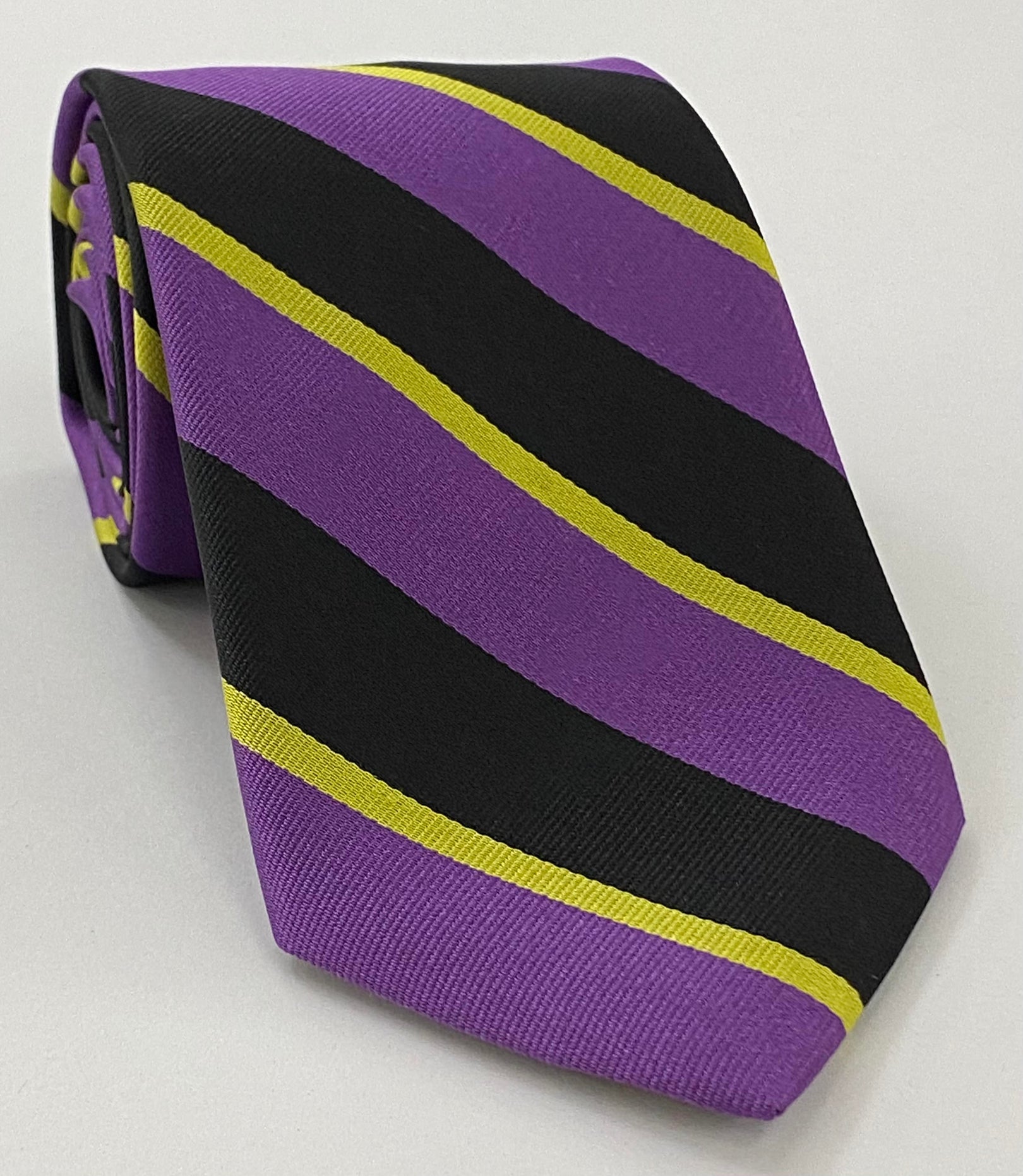 Alfredian - Old Boys Silk Tie OBT-3 Yellow & Magenta on Black.