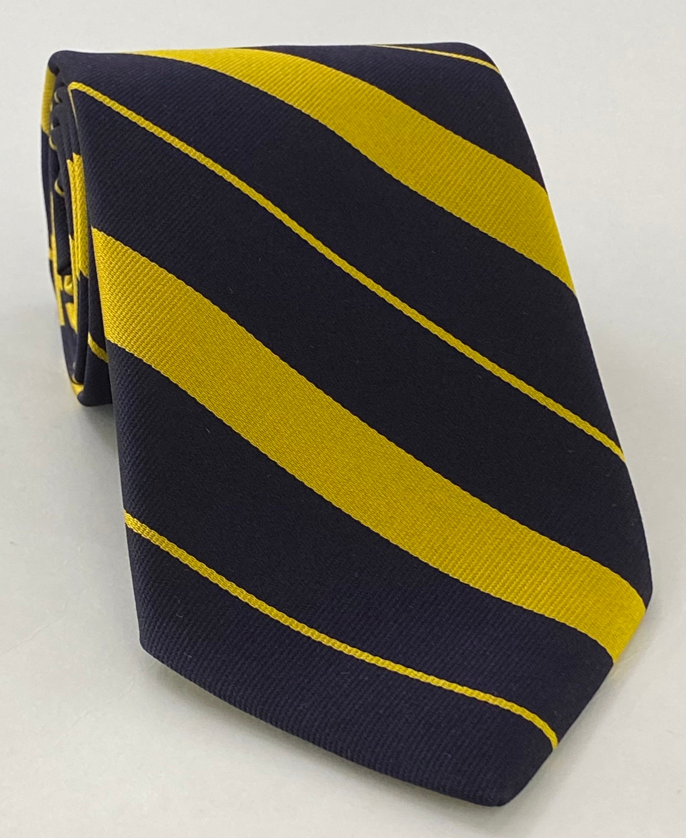 Edwardian - Old Boys Silk Tie OBT-7 - Yellow Gold on Midnight Blue