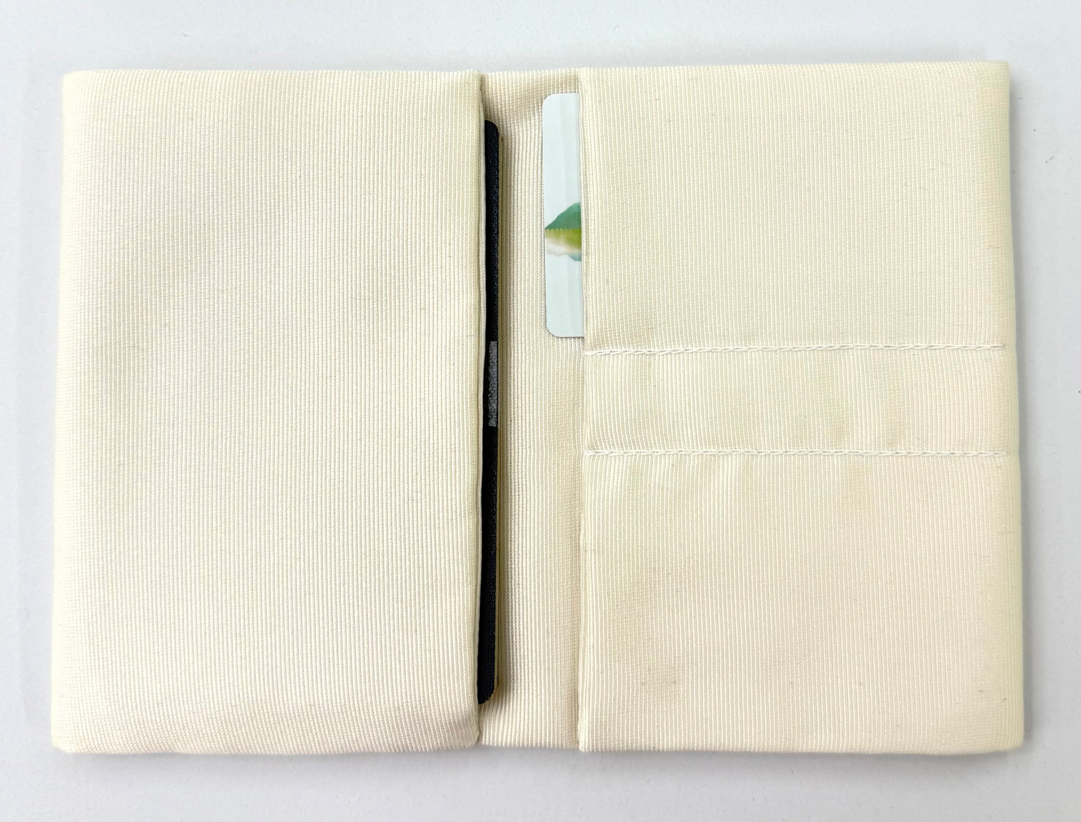 Natural White Faille Silk Passport Wallet with Currency Folds FW-8