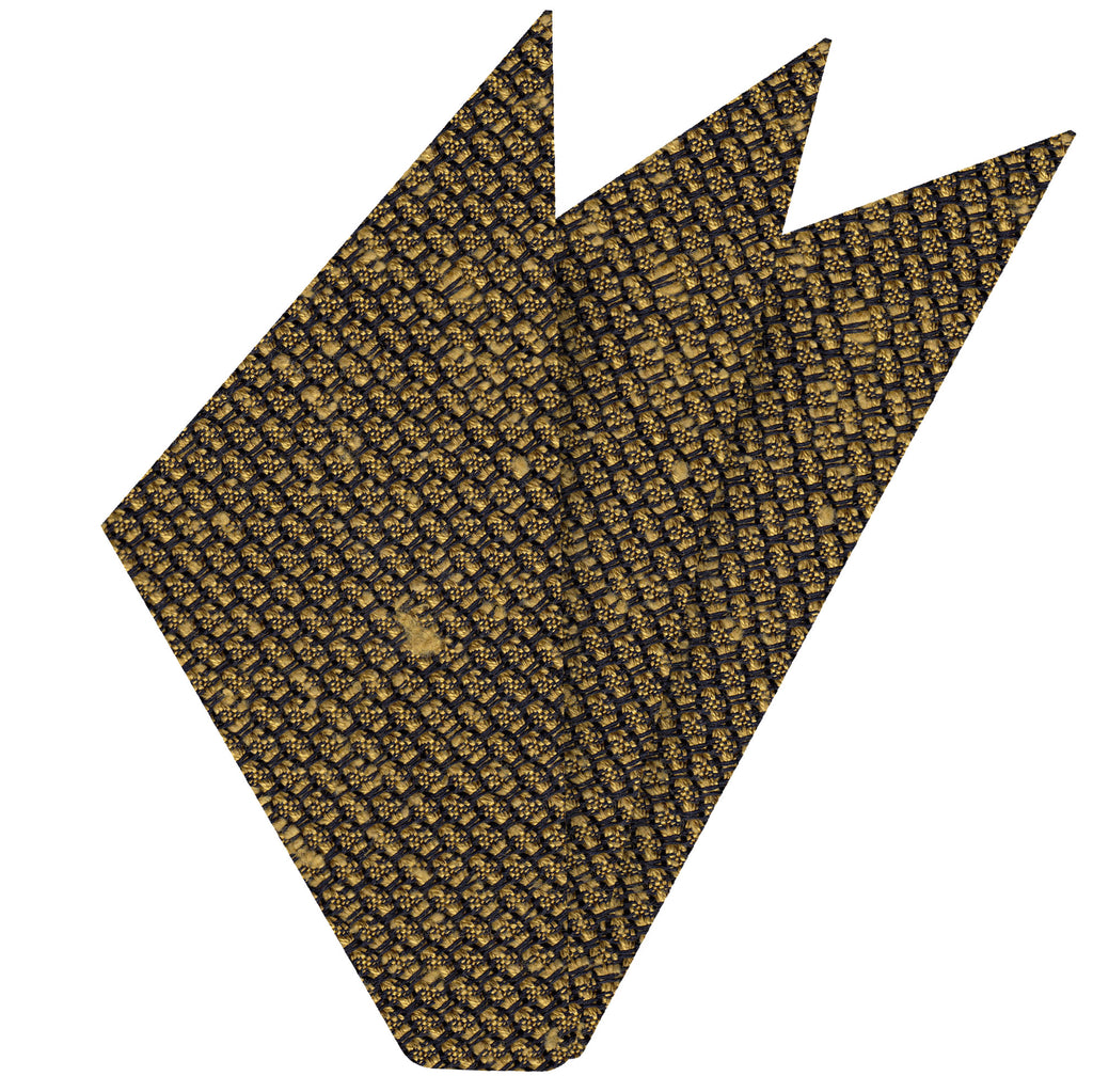 {[en]:Yellow Gold Shantung Grenadine Grossa Silk Pocket Square