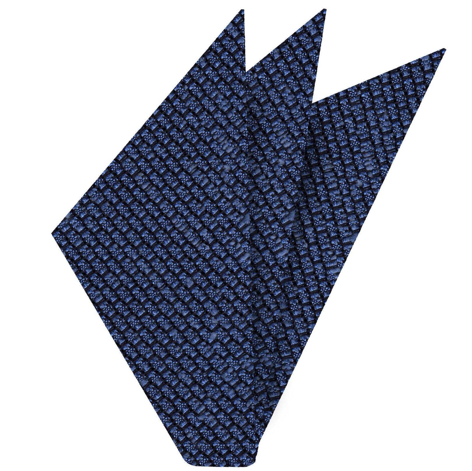 {[en]:Navy Blue Shantung Grenadine Grossa Silk Pocket Square