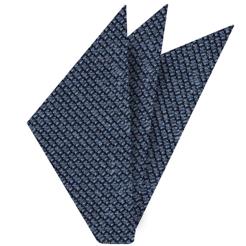 {[en]:Sky Blue Shantung Grenadine Grossa Silk Pocket Square