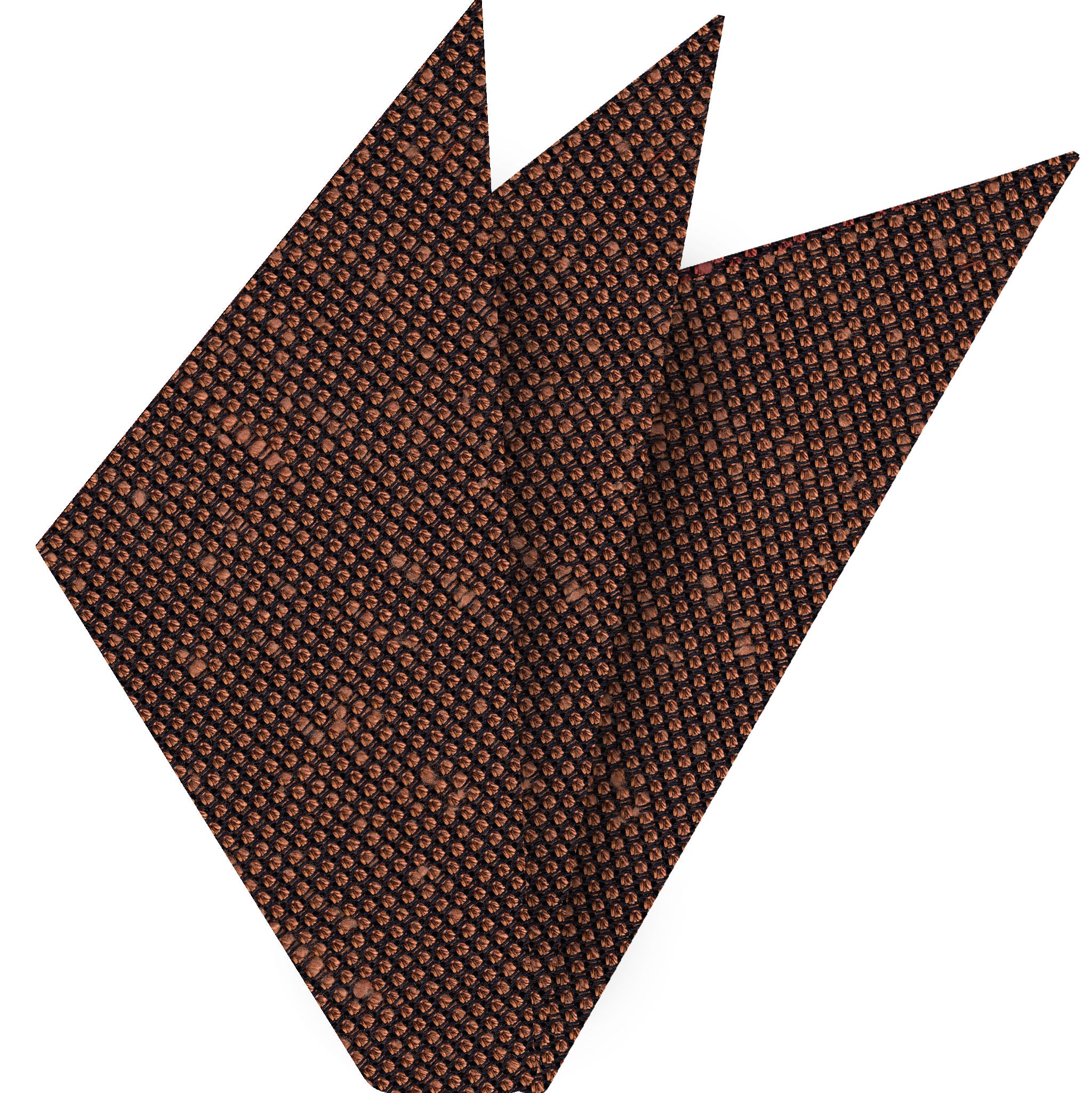 {[en]:Burnt Orange Shantung Grenadine Fina Silk Pocket Square