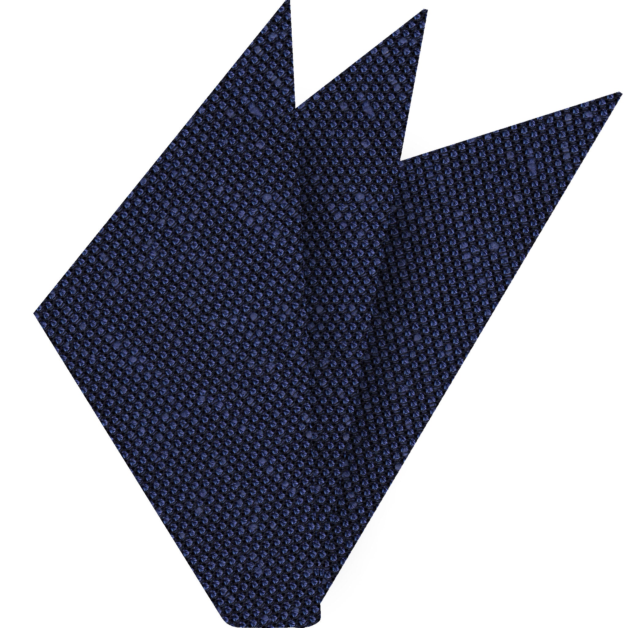{[en]:Navy Blue Shantung Grenadine Fina Silk Pocket Square