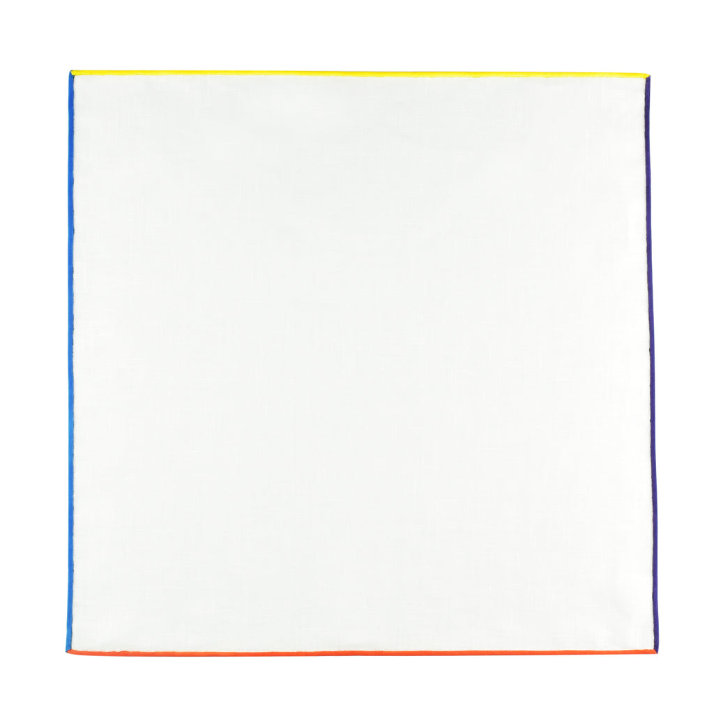 {[en]:Natural White Linen/Cotton With 4 Edges Pocket Square
