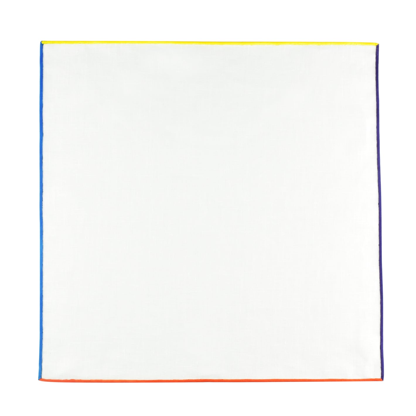 {[en]:Natural White Linen/Cotton With 4 Edges Pocket Square