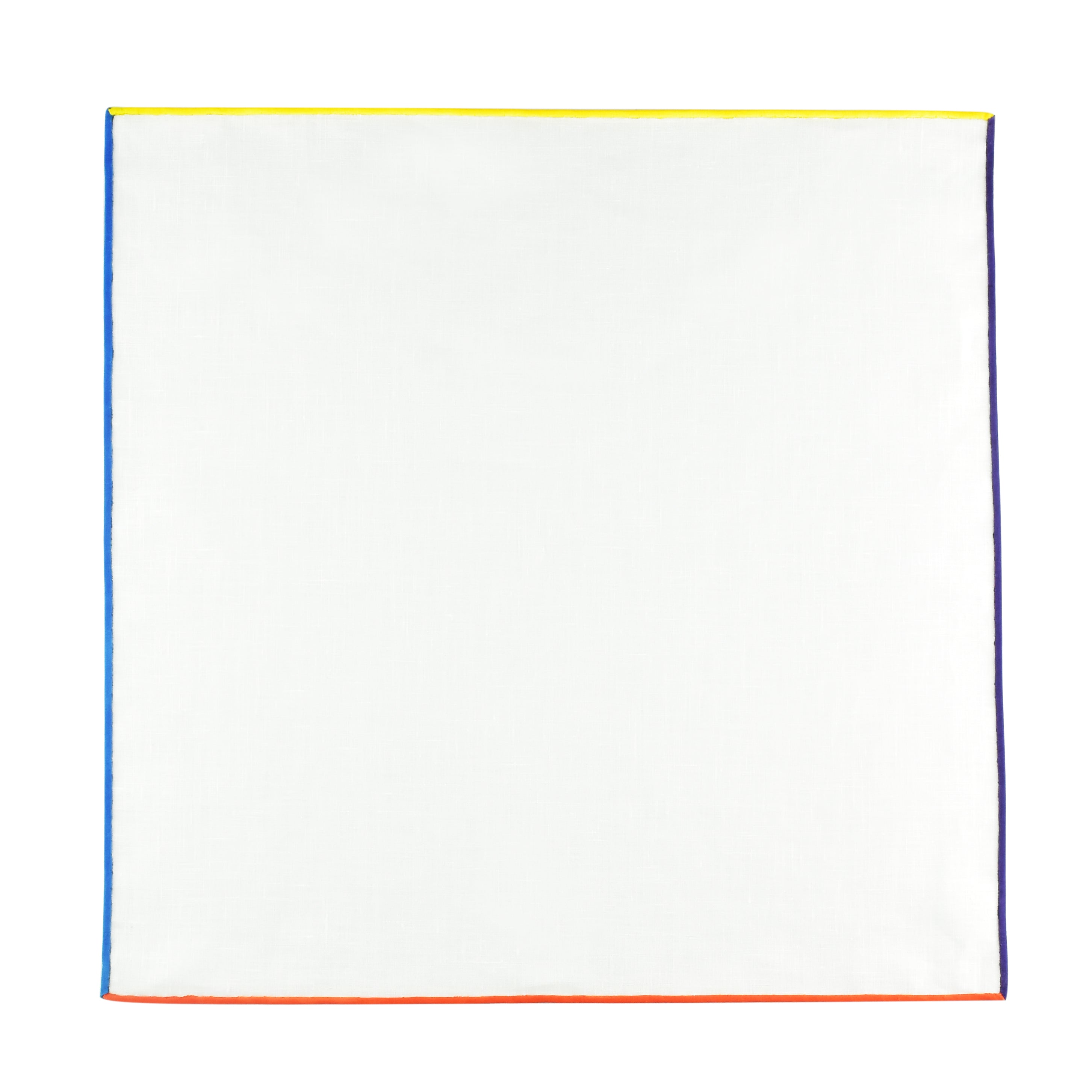 {[en]:Natural White Linen/Cotton With 4 Edges Pocket Square