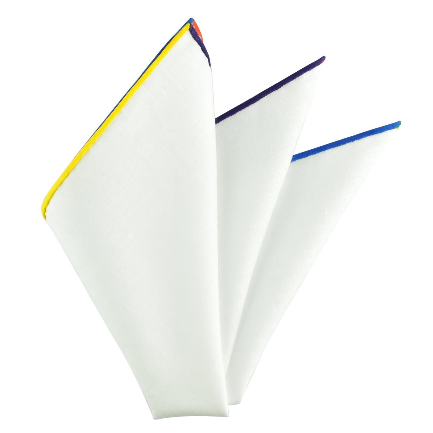 {[en]:Natural White Linen/Cotton With 4 Edges Pocket Square