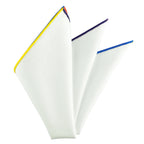 {[en]:Natural White Linen/Cotton With 4 Edges Pocket Square
