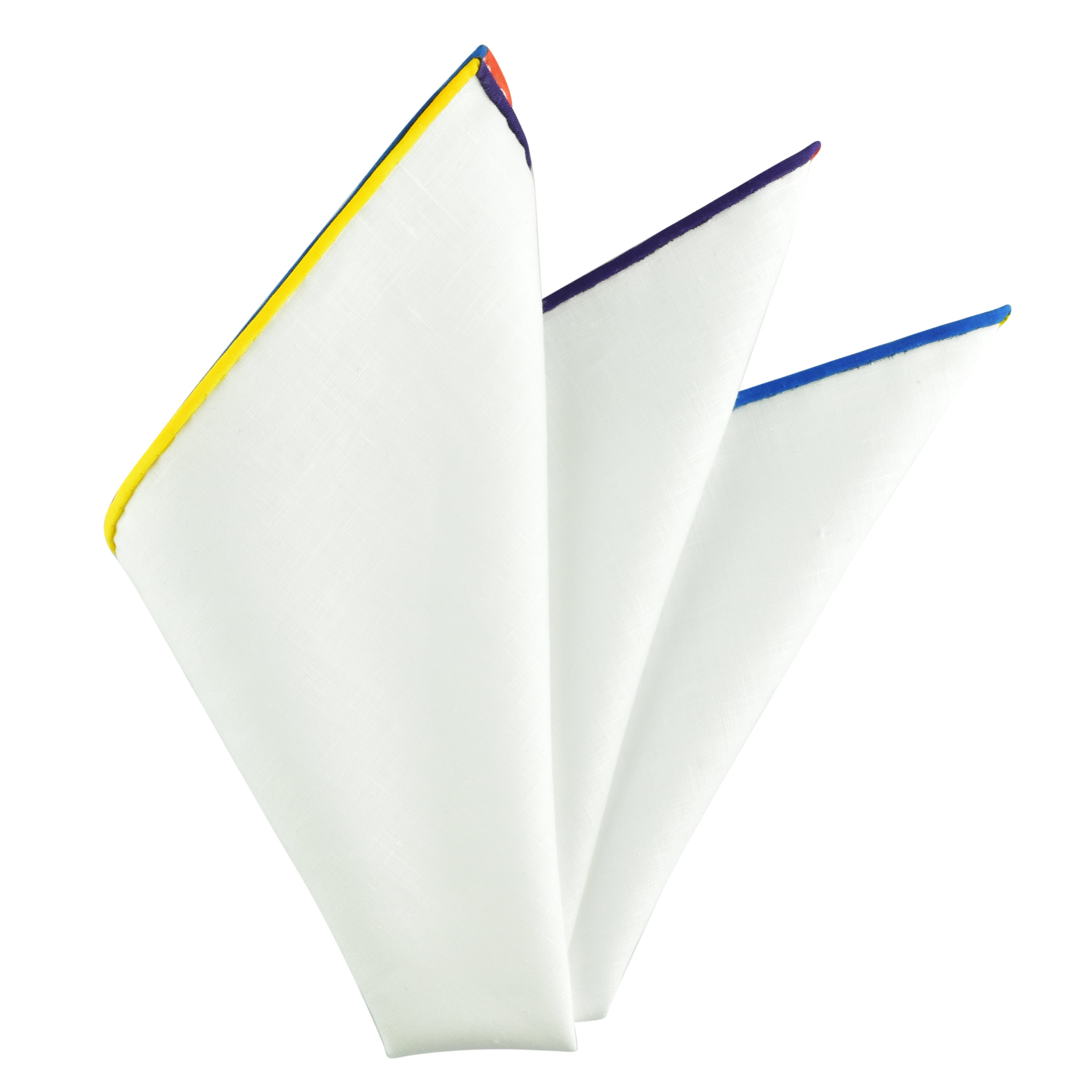 {[en]:Natural White Linen/Cotton With 4 Edges Pocket Square