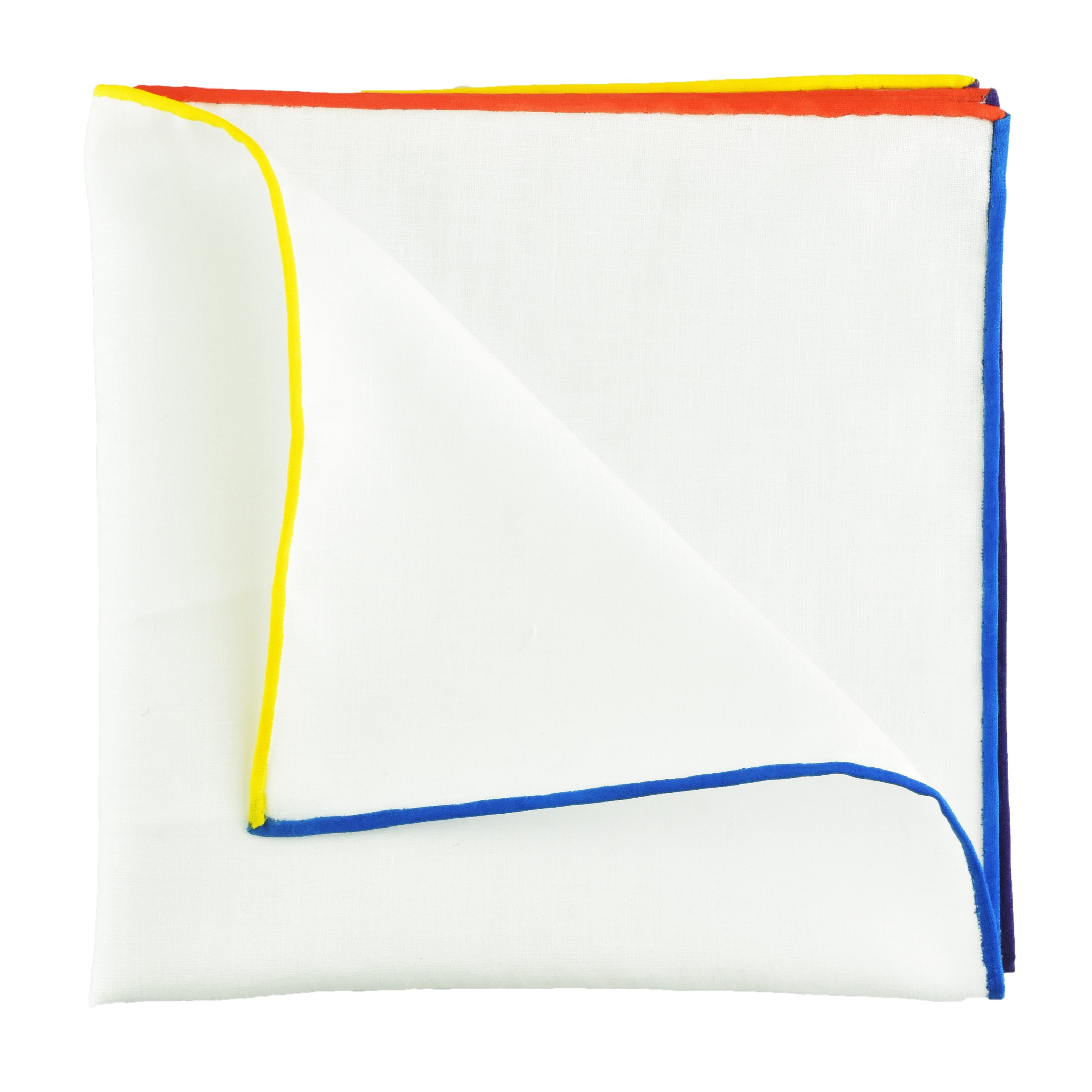 {[en]:Natural White Linen/Cotton With 4 Edges Pocket Square