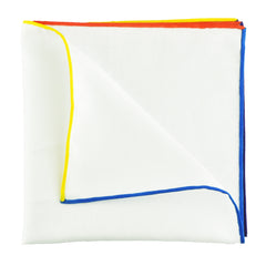 {[en]:Natural White Linen/Cotton With 4 Edges Pocket Square