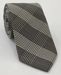 Black & White Large Prince Of Wales Silk Tie PWT-3