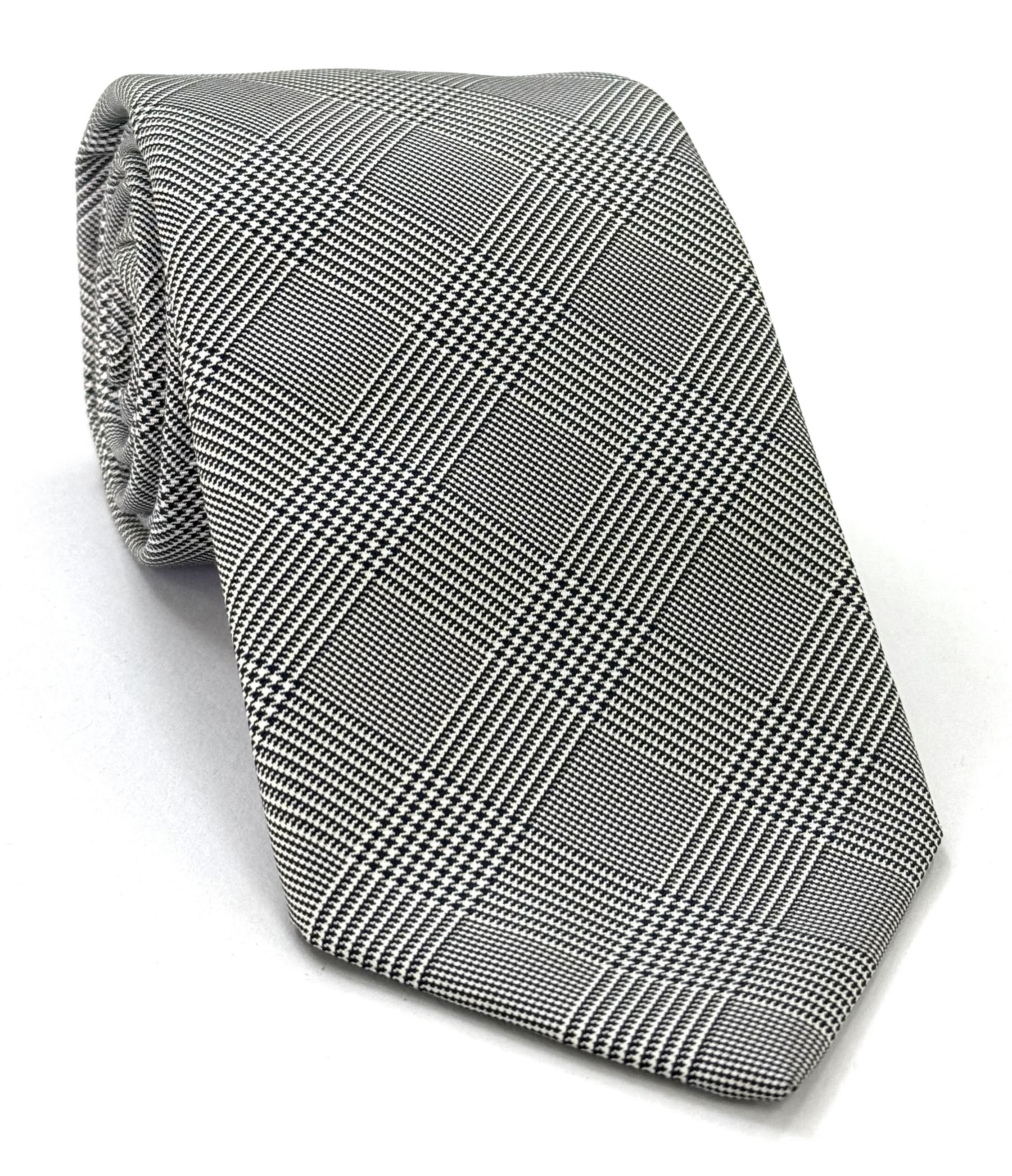 Black & White Prince Of Wales Silk Tie PWT-4