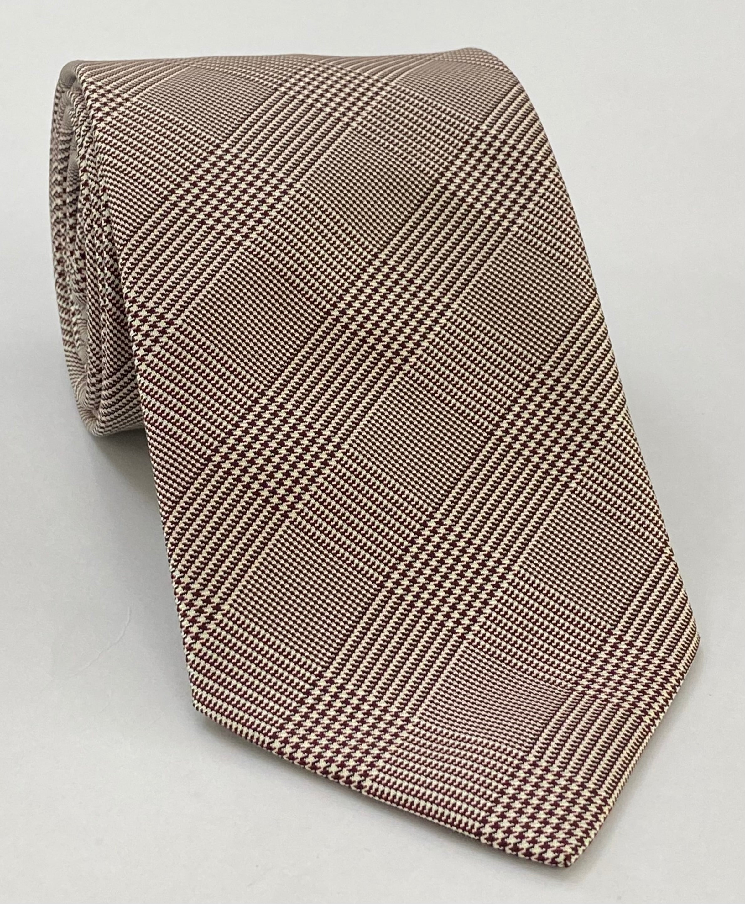 バーガンディ、ブラック＆ホワイト プリンス・オブ・ウェールズ シルクタイ PWT-6