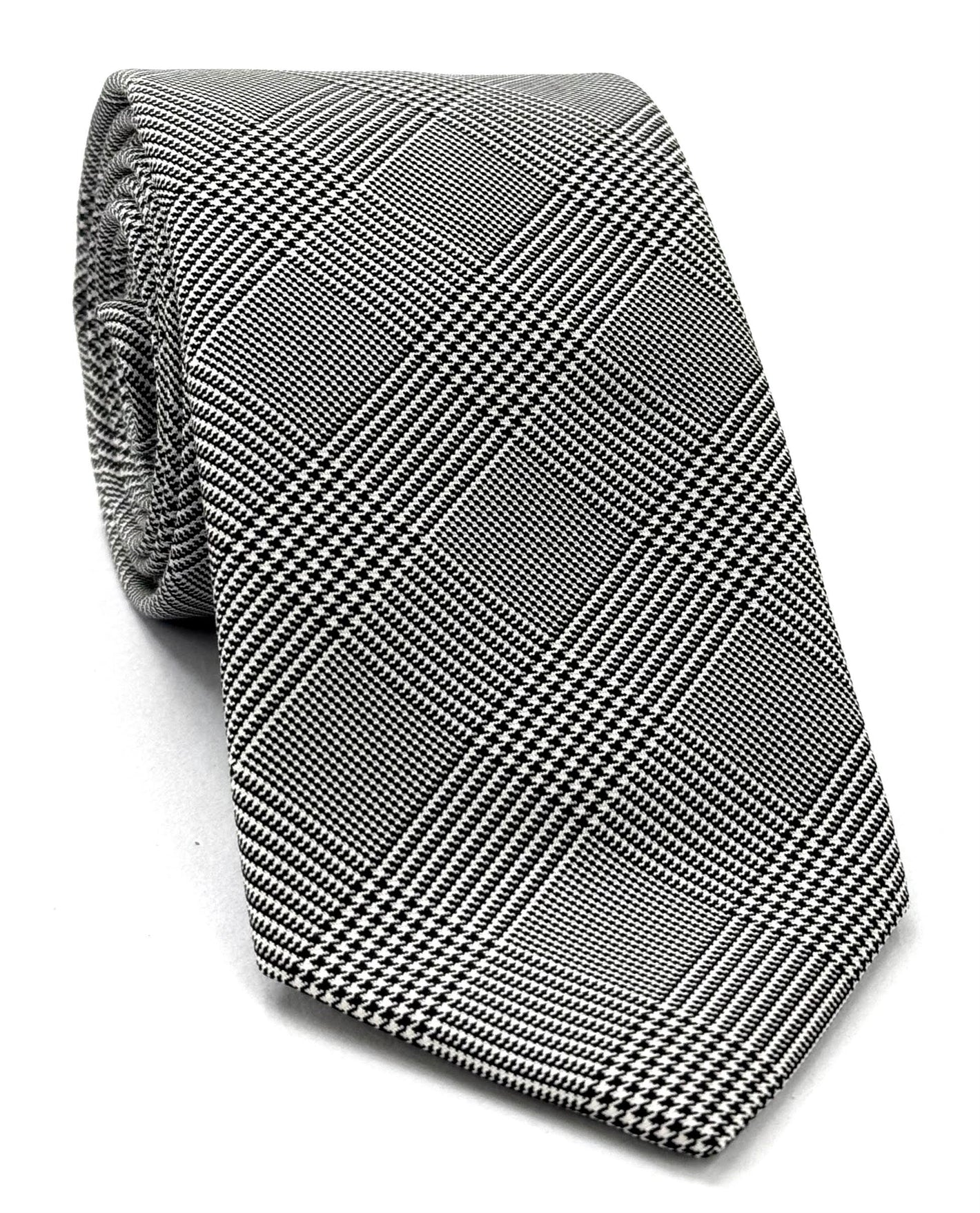 Black & White Prince Of Wales Silk Tie PWT-8