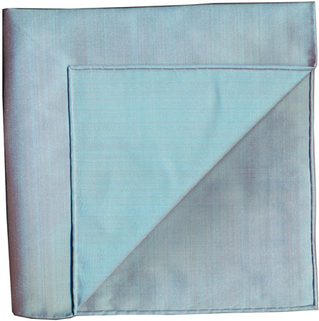 {[en]:Salmon with Turquoise Shot Thai Silk Pocket Square