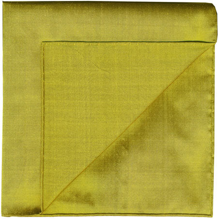 {[en]:Golden Green Shot Thai Silk Pocket Square