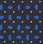 {[en]:Blue & White on Midnight Blue Macclesfield Printed Silk Tie