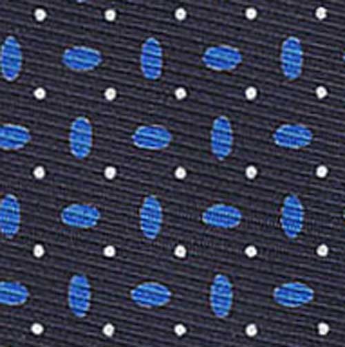 {[en]:Blue & White on Midnight Blue Macclesfield Printed Silk Pocket Square