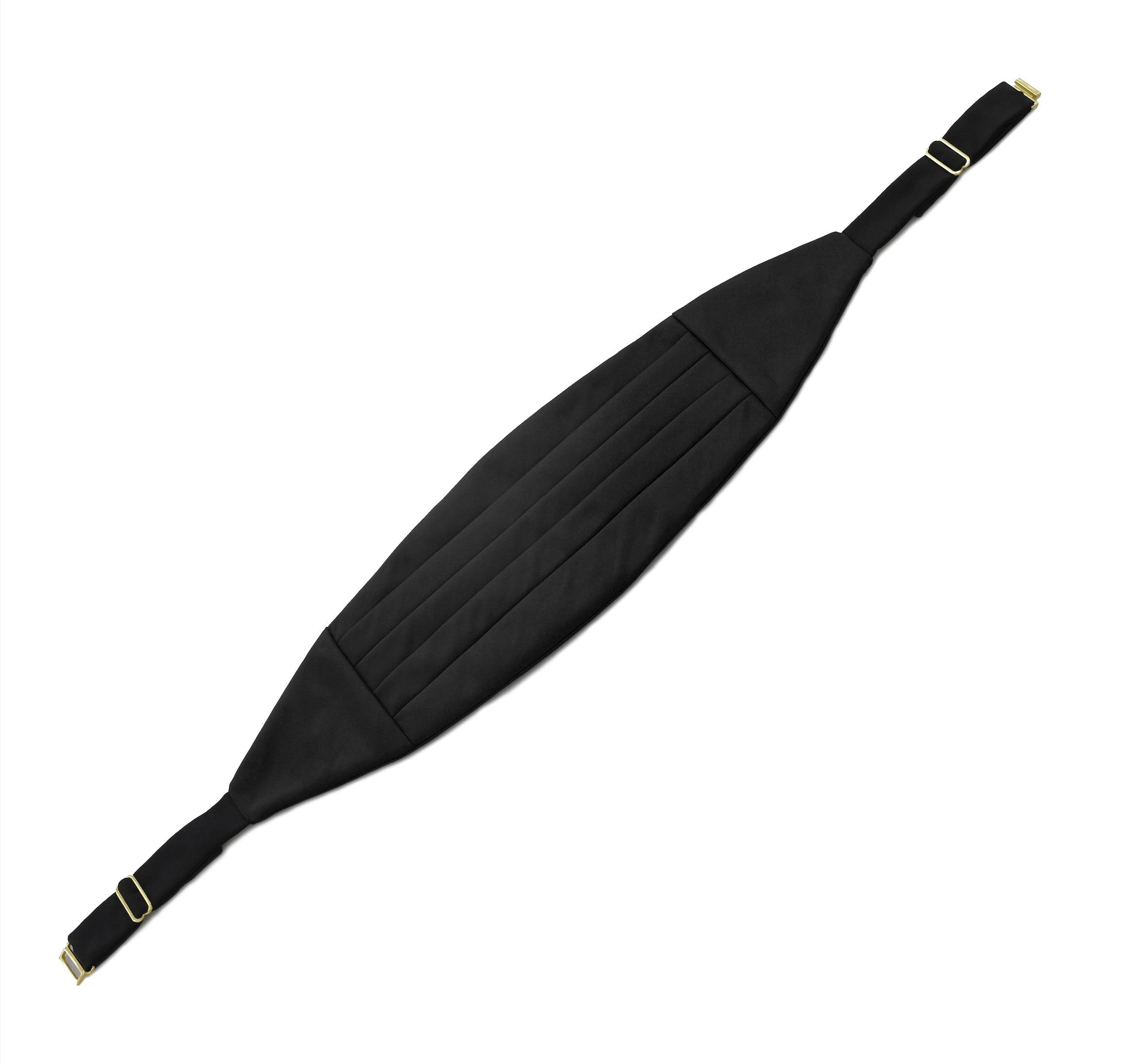 Classic Cummerbund - Black Satin Solid Silk with Brass clasp and sliders BSACC-1 C