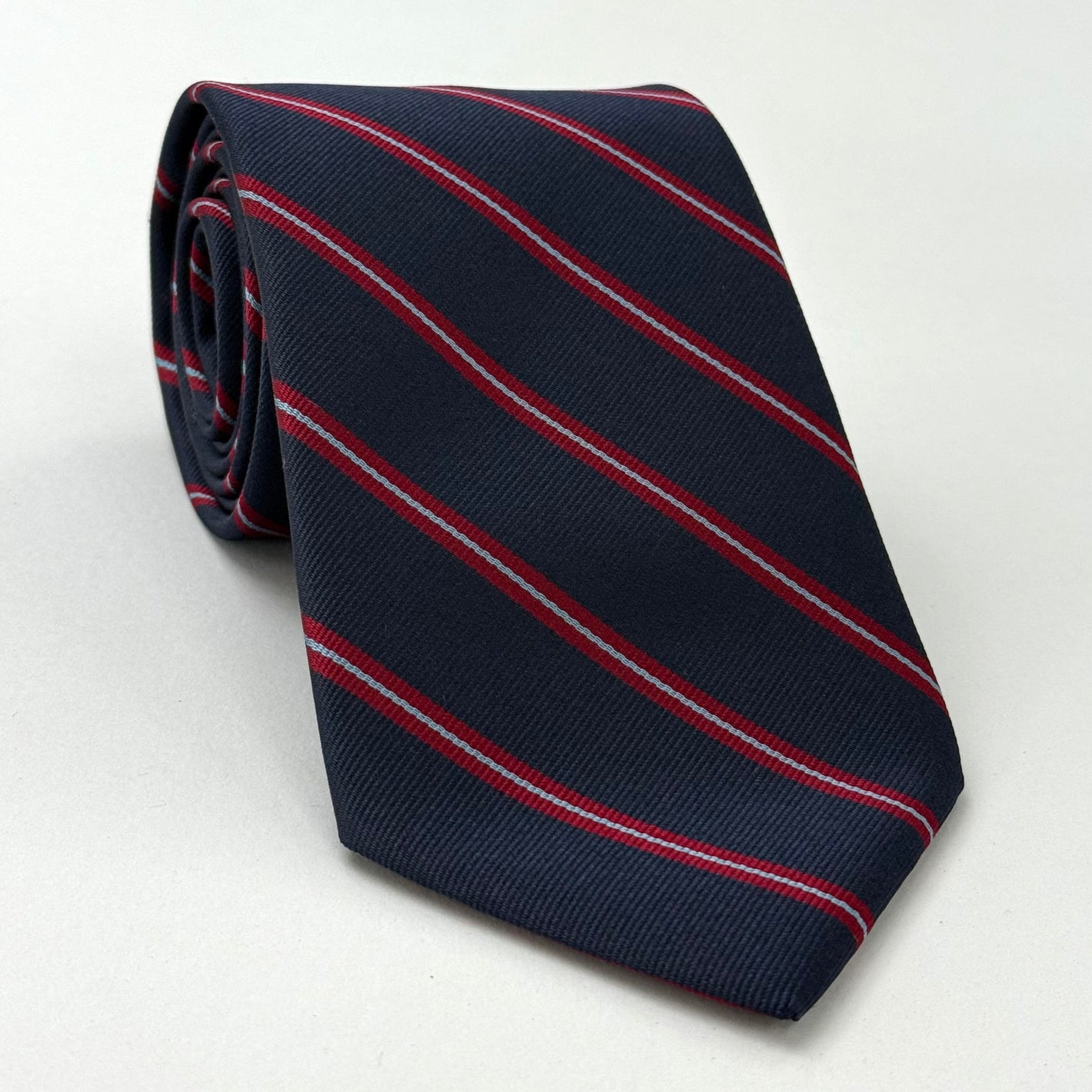 인도 육군 군수사령부 줄무늬 실크 타이 RGT-21 파우더 블루 & 다크 레드 (미드나잇 블루)