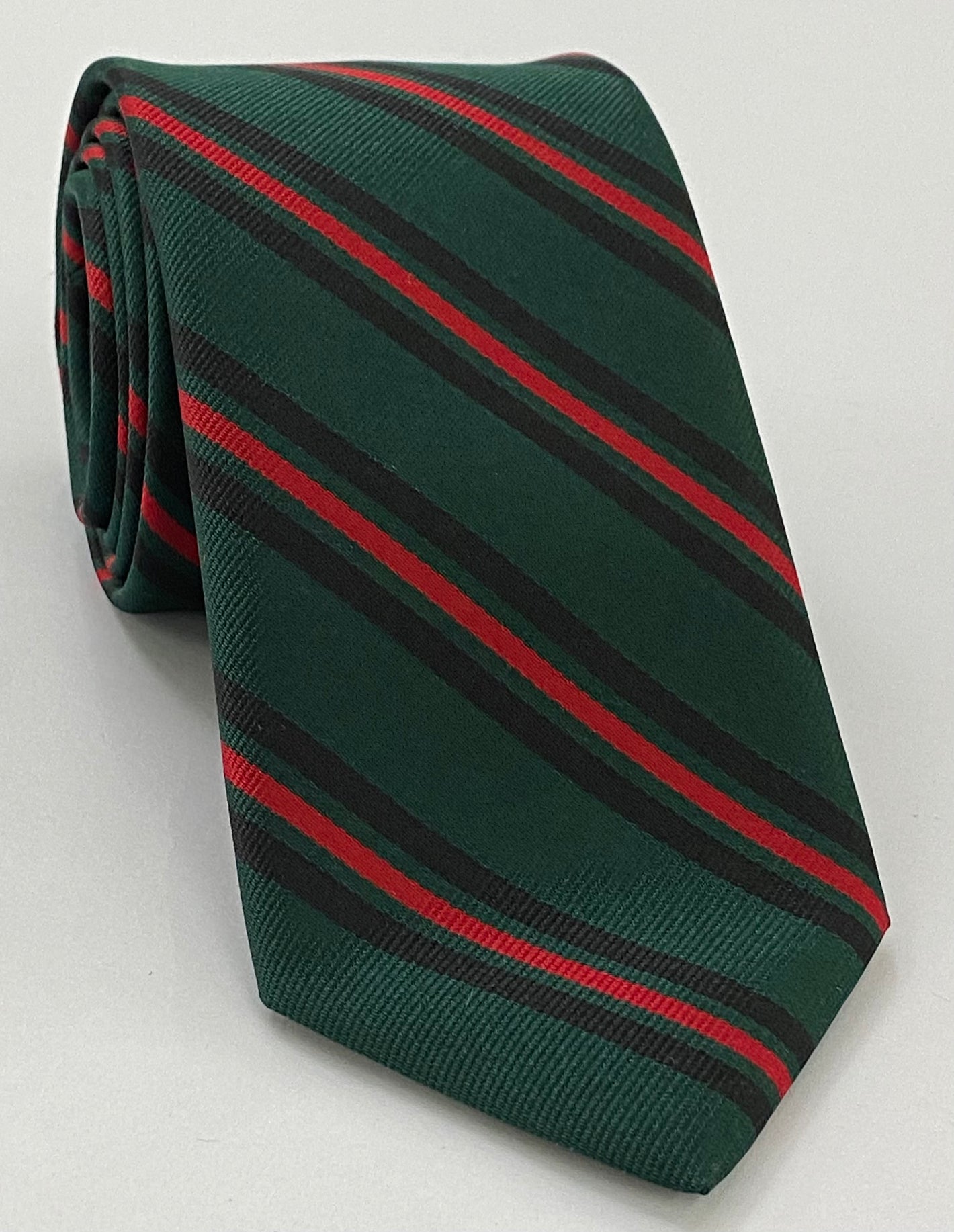 구르카 브리게이드 스트라이프 실크 타이 RGT-24 레드 & 미드나잇 블루 / 다크 포레스트 그린