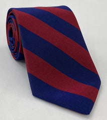 Household Cavalry Stripe Silk Tie 39 Dark Red & Navy Blue