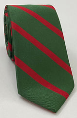60th Foot the King's Royal Rifle Corps Stripe Silk Tie RGT-42 Red on Forest Green