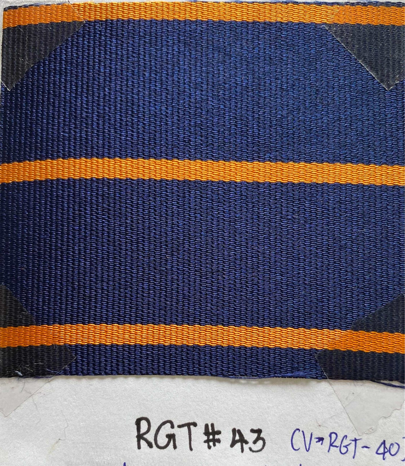The Royal Sussex 4th Battlion Stripe Silk Tie RGT-43 Orange on midnight blue