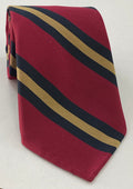 Tan & Midnight Blue on Dark Red Wiltshire Regiment Stripe Silk Tie RGT-45