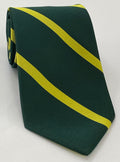 Corn Yellow on Dark Forest Green 1st Battalion Connaught Rangers Stripe Silk Tie  RGT-46