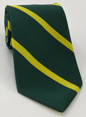 1st Battalion Connaught Rangers Stripe Silk Tie RGT-46 Corn Yellow on Dark Forest Green
