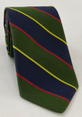Corn Yellow, Red & Dark Navy Blue on Dark Olive Green Argyle and Sutherland Highlanders Silk Tie RGT-48-A