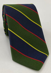 Argyle and Sutherland Highlanders Silk Tie RGT-48A  Corn Yellow, Red & Dark Navy Blue on Dark Olive Green
