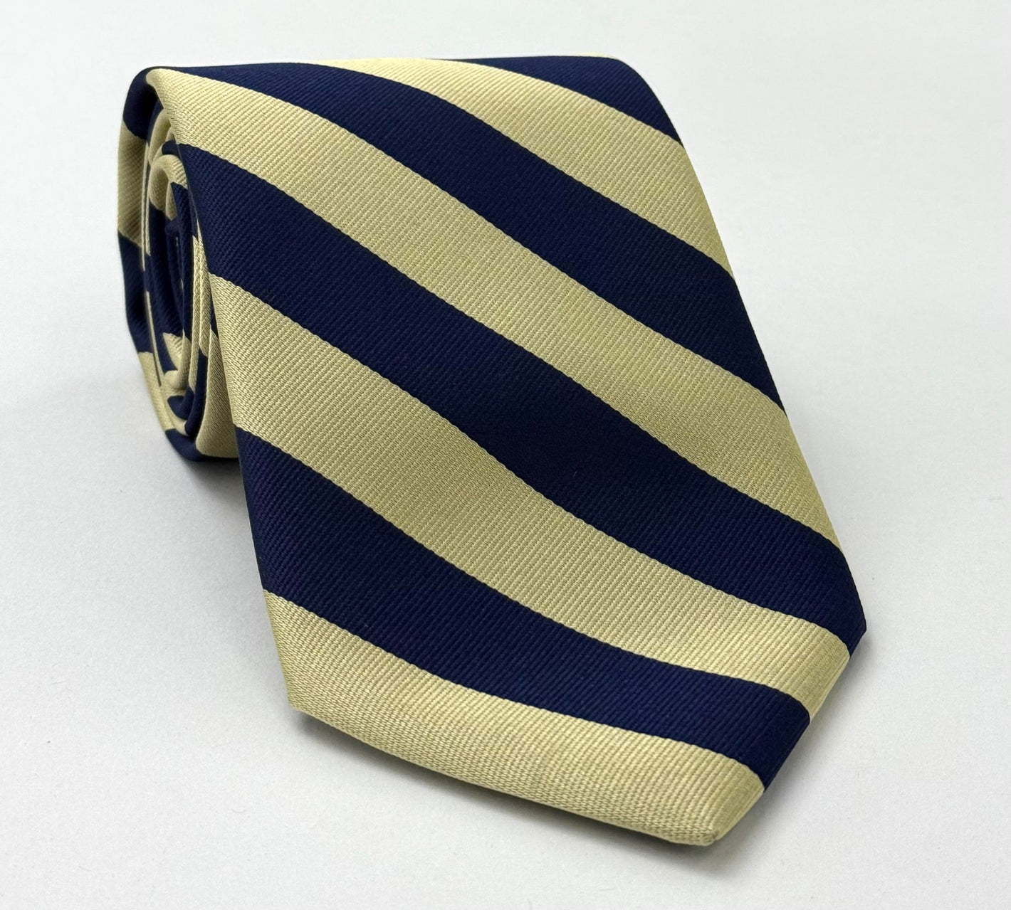 RGT-49A  Queens Own Hussars Silk Tie  Light Corn Yellow on Dark Navy Blue