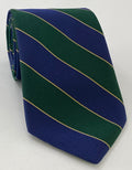Navy Blue, Forest Green & Light Gold Somerset Light Infantry Stripe Silk Bow Tie RGBT-52