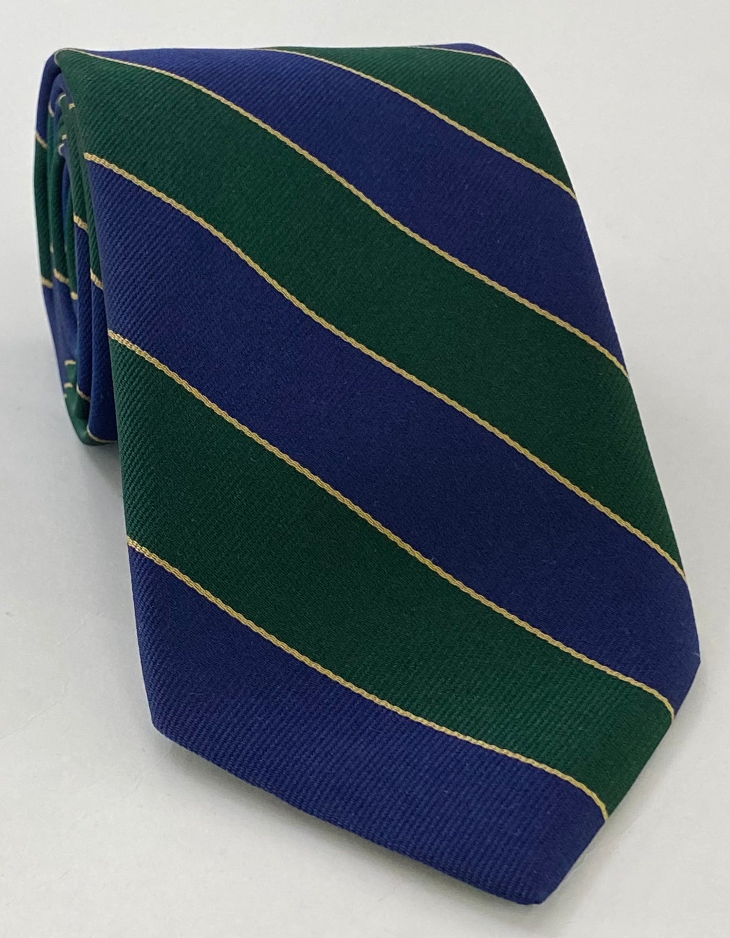 Somerset Light Infantry Stripe Silk Bow Tie RGT-52 Navy Blue, Forest Green & Light Gold
