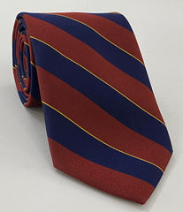 1st The Royal Dragoons Stripe Silk Tie 5  Yellow, Dark Red & Navy Blue