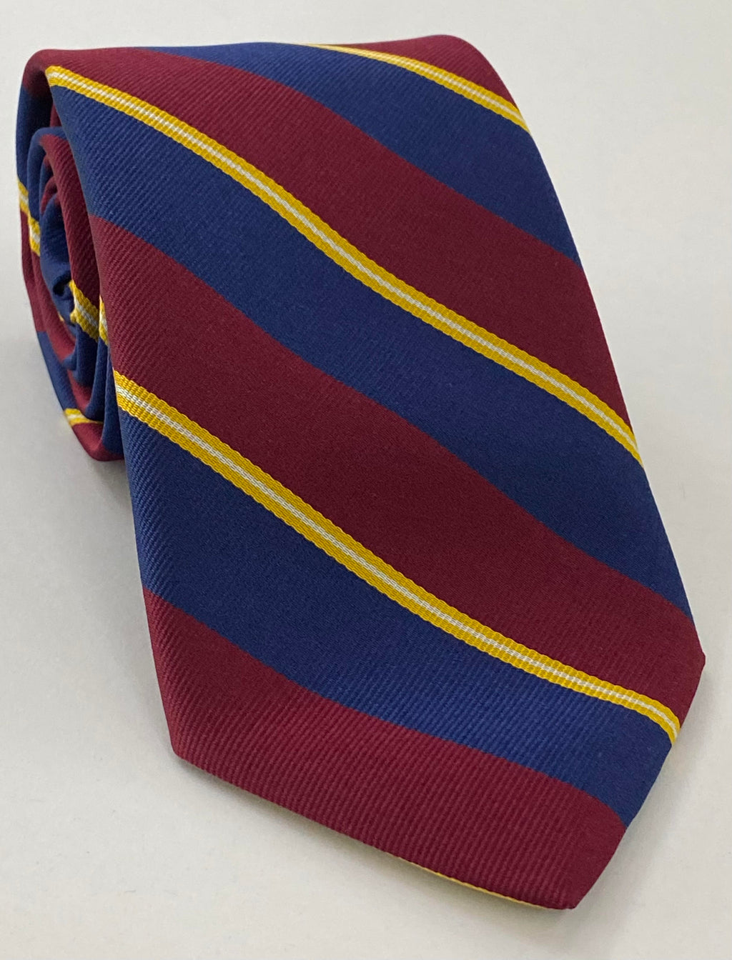 White, Yellow, Dark Red & Navy Blue 2nd City Of London Stripe Silk Tie RGT-6